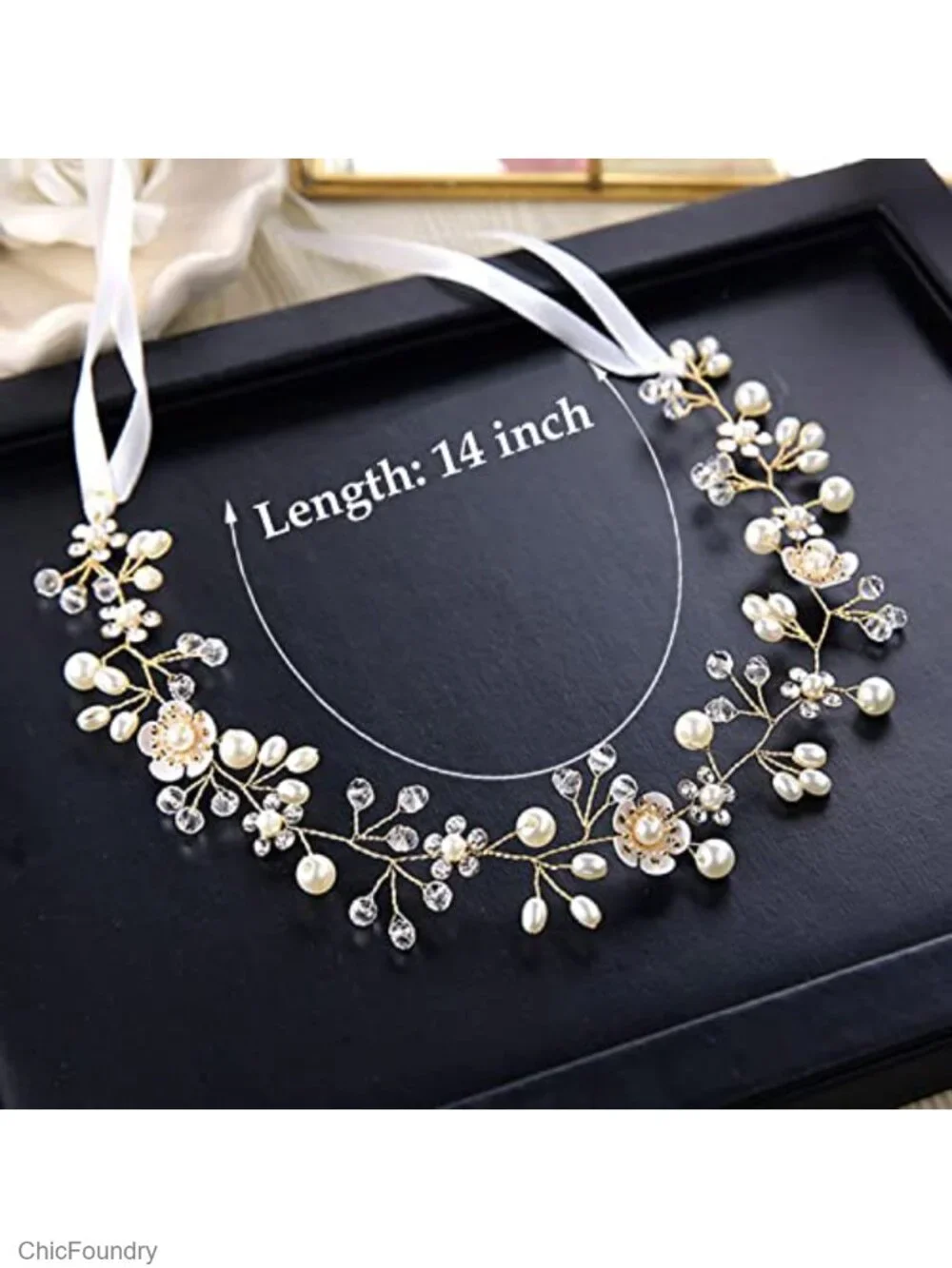 Bridal Pearl Flower Headpiece Headband for Women Girls Wedding Hair Accessory